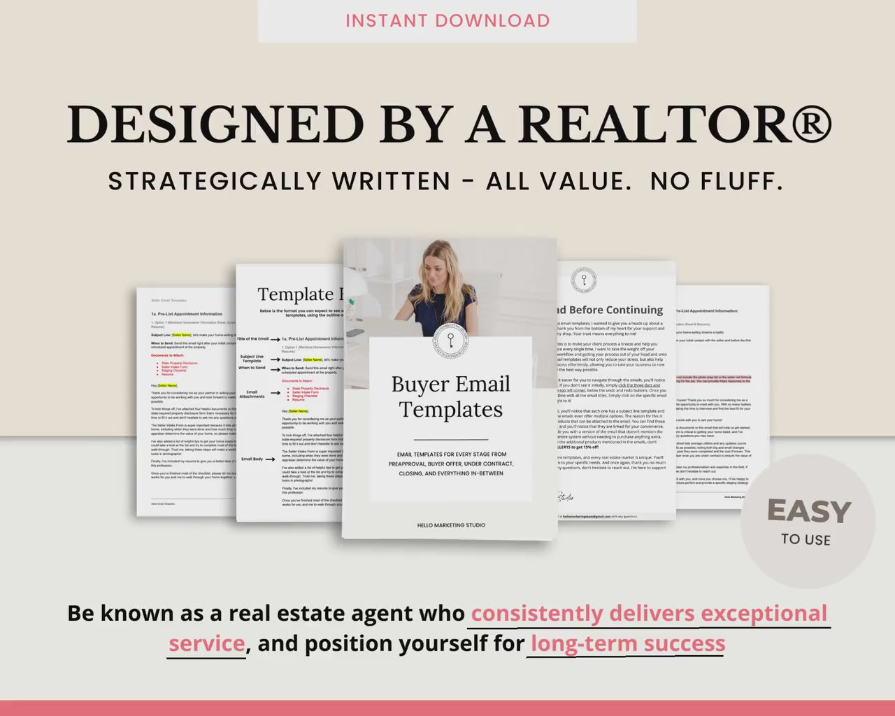 17 Buyer Email Templates | Real Estate Agents | Buyer Agent System | Email Templates | Pre approval to Closing | Real Estate Email System