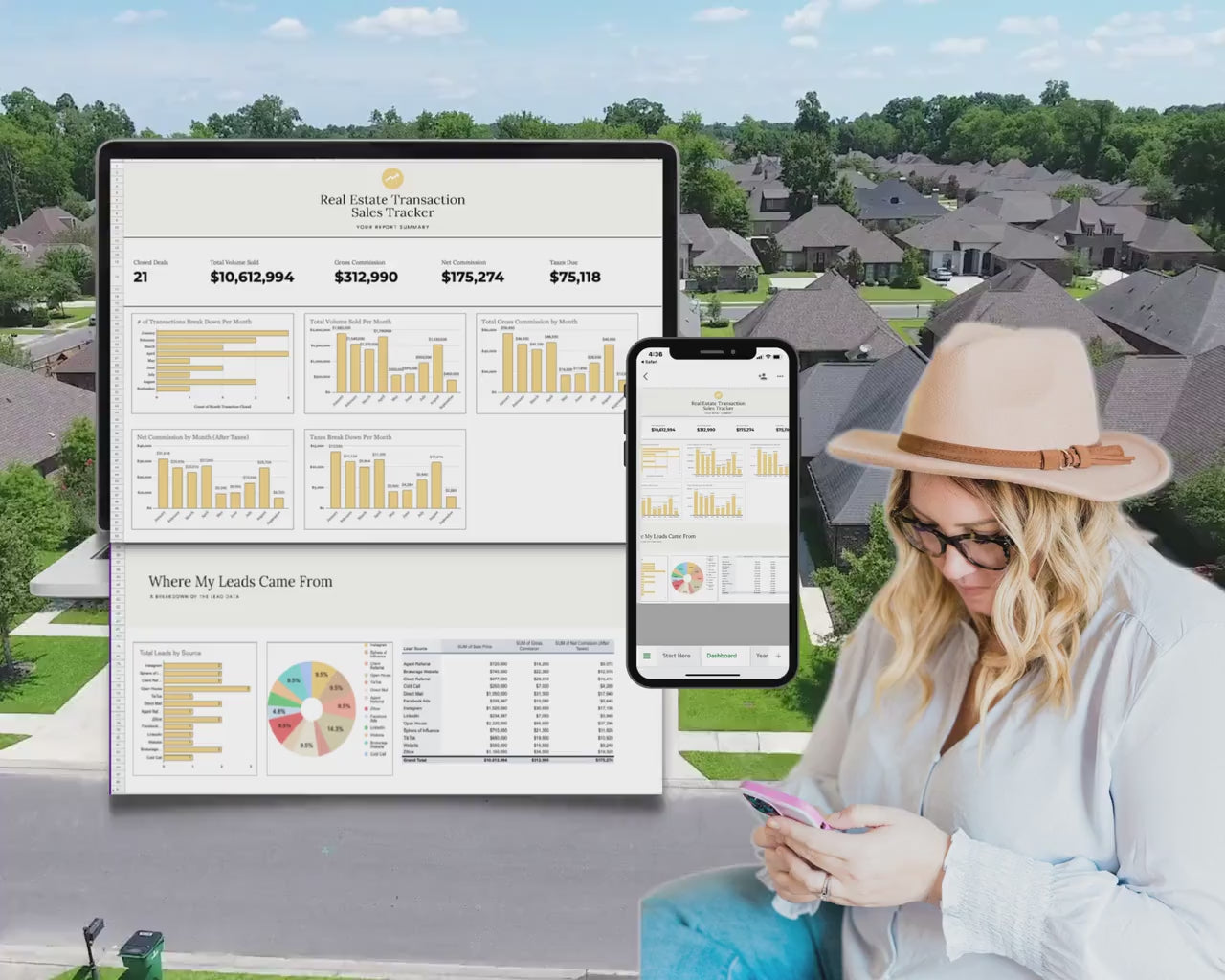 Real Estate Transaction Tracker | Real Estate Sales Tracker | Income Statement | Real Estate Goal Tracker | Income Tracker | Bookkeeping