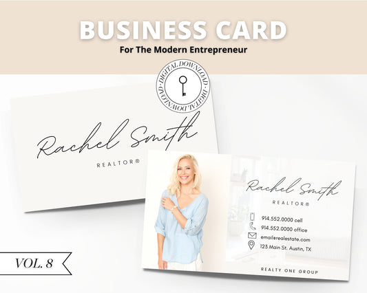 Real Estate Business Card Canva Template | Two-Sided | Real Estate Business Card | Entrepreneur | Interior Designer | Photographer | Vol 4