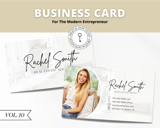 Real Estate Business Card Canva Template | Two-Sided | Real Estate Business Card | Entrepreneur | Interior Designer | Photographer | Vol 10