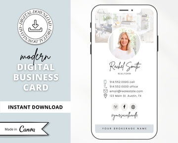 Digital Business Card Canva Template | Real Estate Business Card | Real Estate Marketing | Modern Business Card | Entrepreneur | Modern