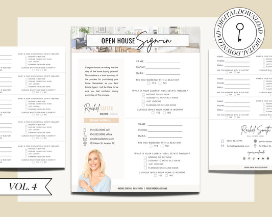 Open House Sign-In Sheet | Realtor Marketing Materials | Open House Sign In | Real Estate Marketing | Canva Template | Open House | Vol 4