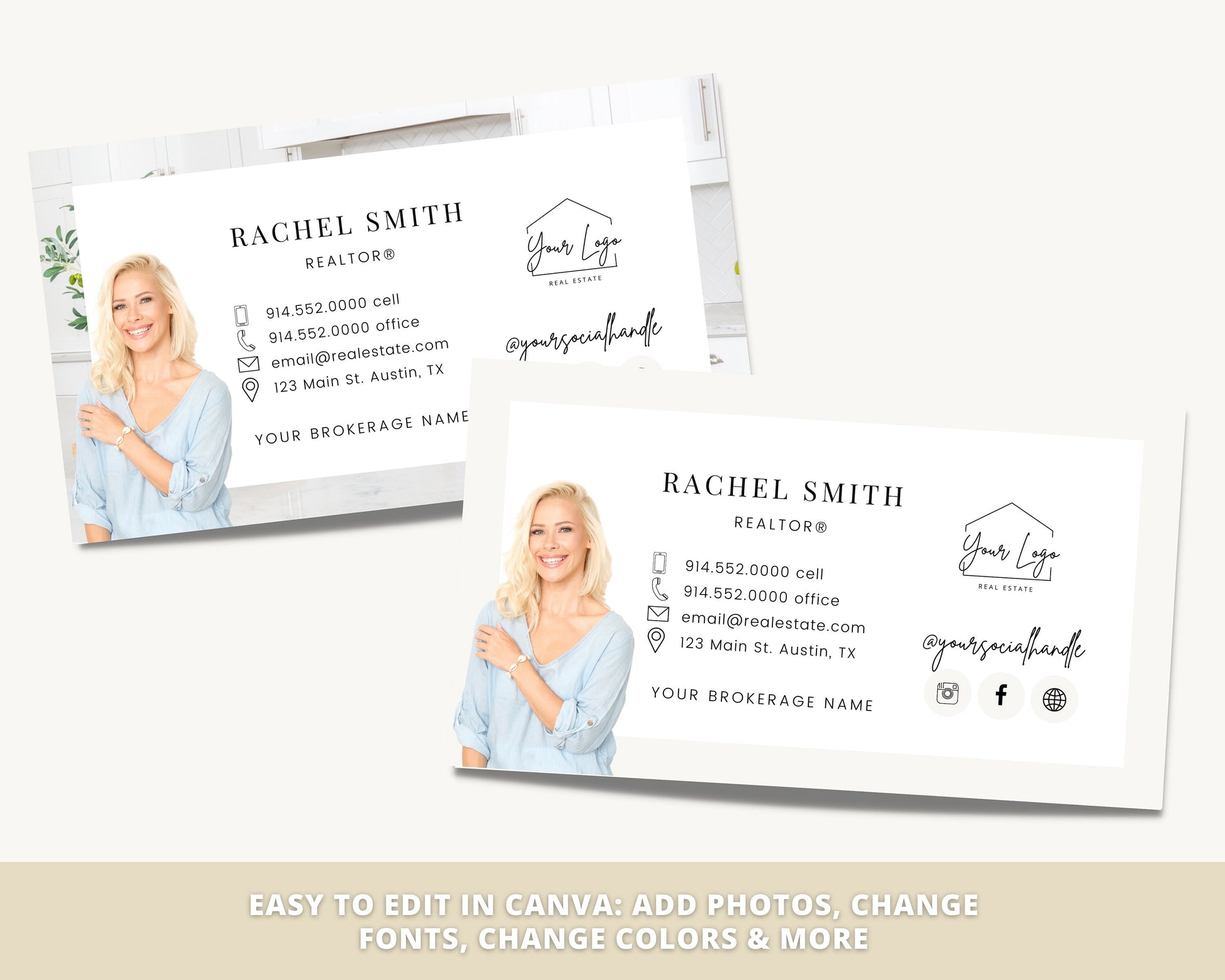 Real Estate Business Card Canva Template | Two-Sided | Real Estate Business Card | Entrepreneur | Interior Designer | Photographer | Vol 11