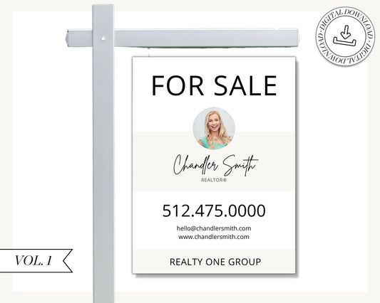 Real Estate Yard Sign Template | For Sale Yard Sign | Customizable For Sale Signage | Canva Template | Canva Template | Modern For Sale Sign