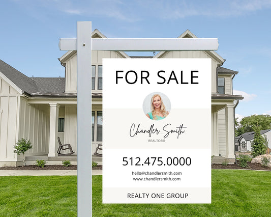 Real Estate Yard Sign Template | For Sale Yard Sign | Customizable For Sale Signage | Canva Template | Canva Template | Modern For Sale Sign