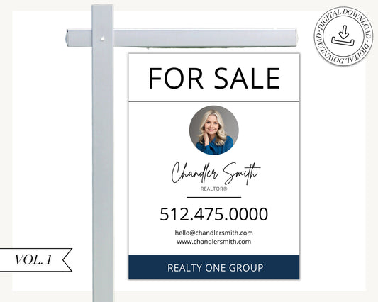 Real Estate Yard Sign Template | For Sale Yard Sign | Customizable For Sale Signage | Canva Template | Canva Template | Modern For Sale Sign