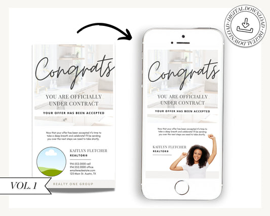 Digital Under Contract Congratulations Card | Real Estate Business Card | Real Estate Marketing | Entrepreneur | Open House | Home Buyer