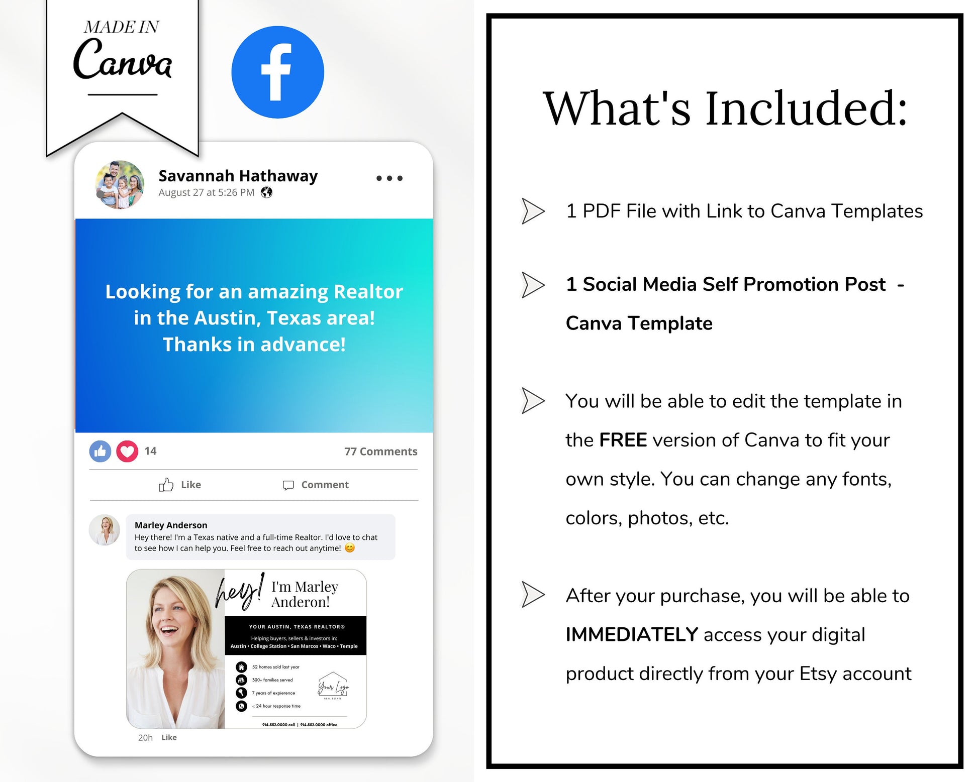 Real Estate Facebook Self Promotion Referral Post | Black Real Estate Social Media Posts | Facebook Ad Instagram Ads | Real Estate Marketing