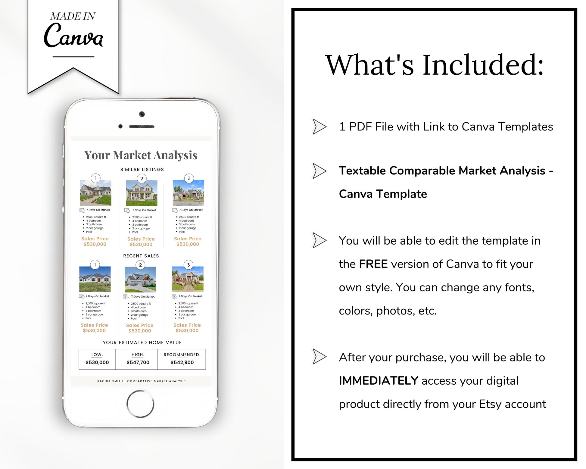 Textable CMA Report | Comparative Market Analysis | Real Estate CMA | CMA Packet | Real Estate Template | Market Analysis | Market Update