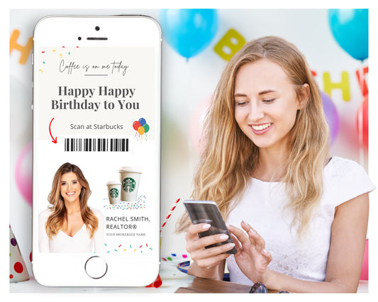 Digital Birthday Card | Happy Birthday Card for Client | Real Estate Marketing | Real Estate Farming Card | Real Estate Coffee Gift Card