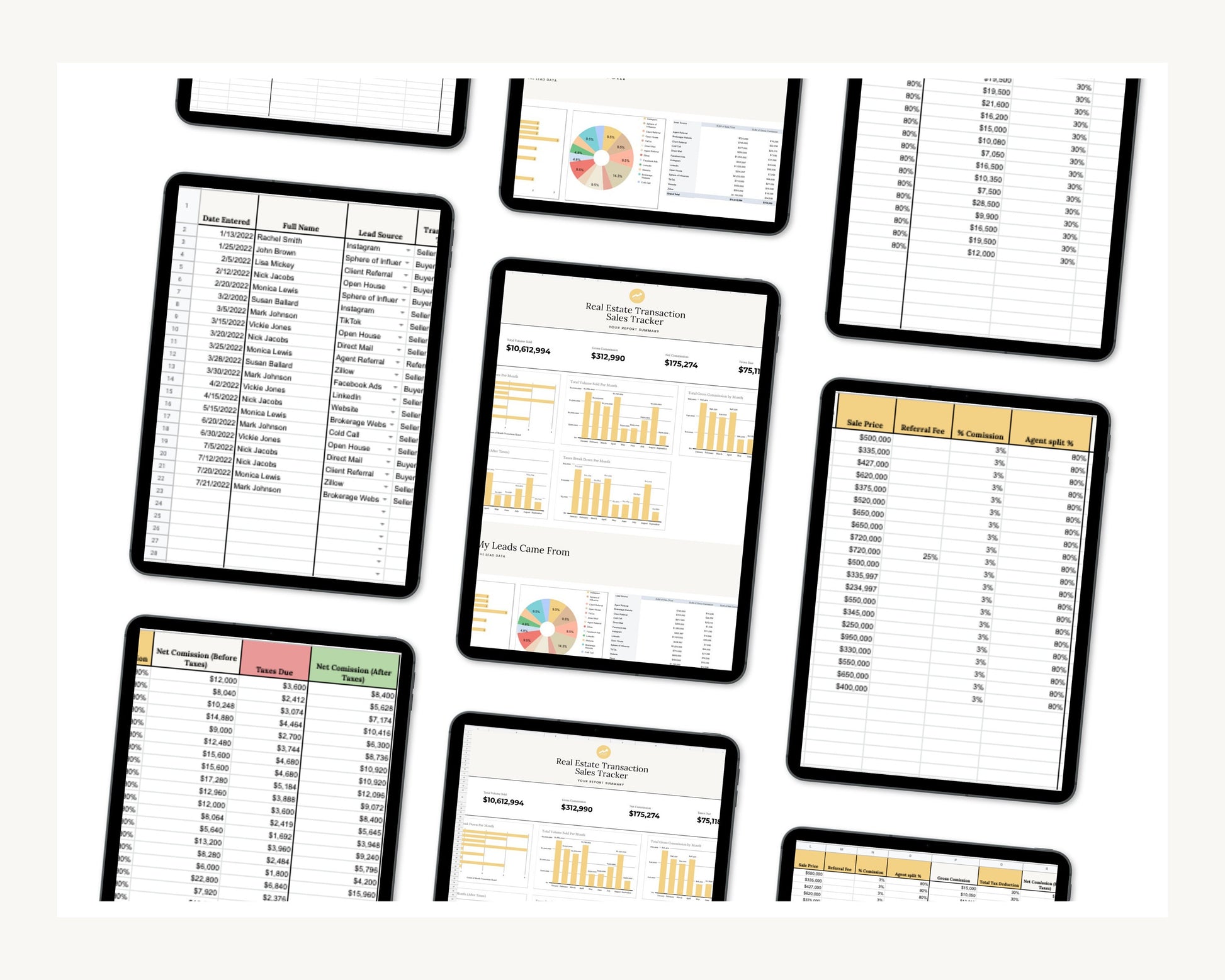 Real Estate Transaction Tracker | Real Estate Sales Tracker | Income Statement | Real Estate Goal Tracker | Income Tracker | Bookkeeping