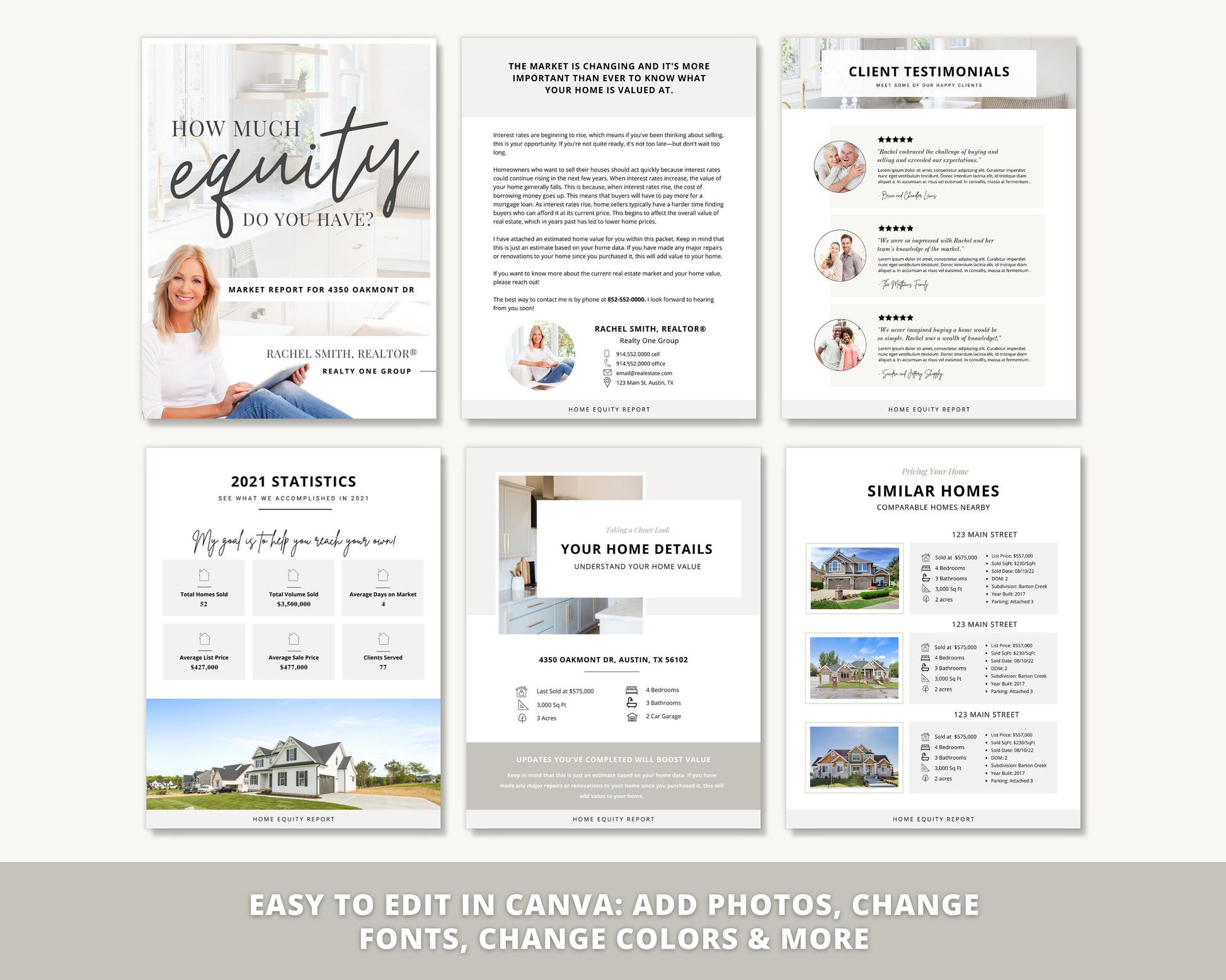 Home Equity Report | CMA Packet Clients | Comparative Market Analysis | Listing Presentation | Seller Guide Real Estate Prospecting | Canva