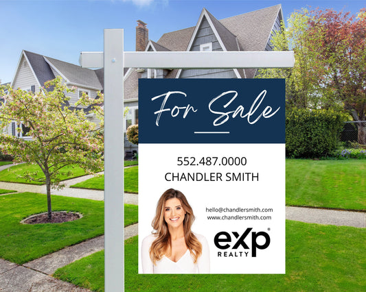 Real Estate Yard Sign | For Sale Yard Sign | Customizable For Sale Signage | Real Estate Marketing | Canva Template Modern Sold Sign | BLUE