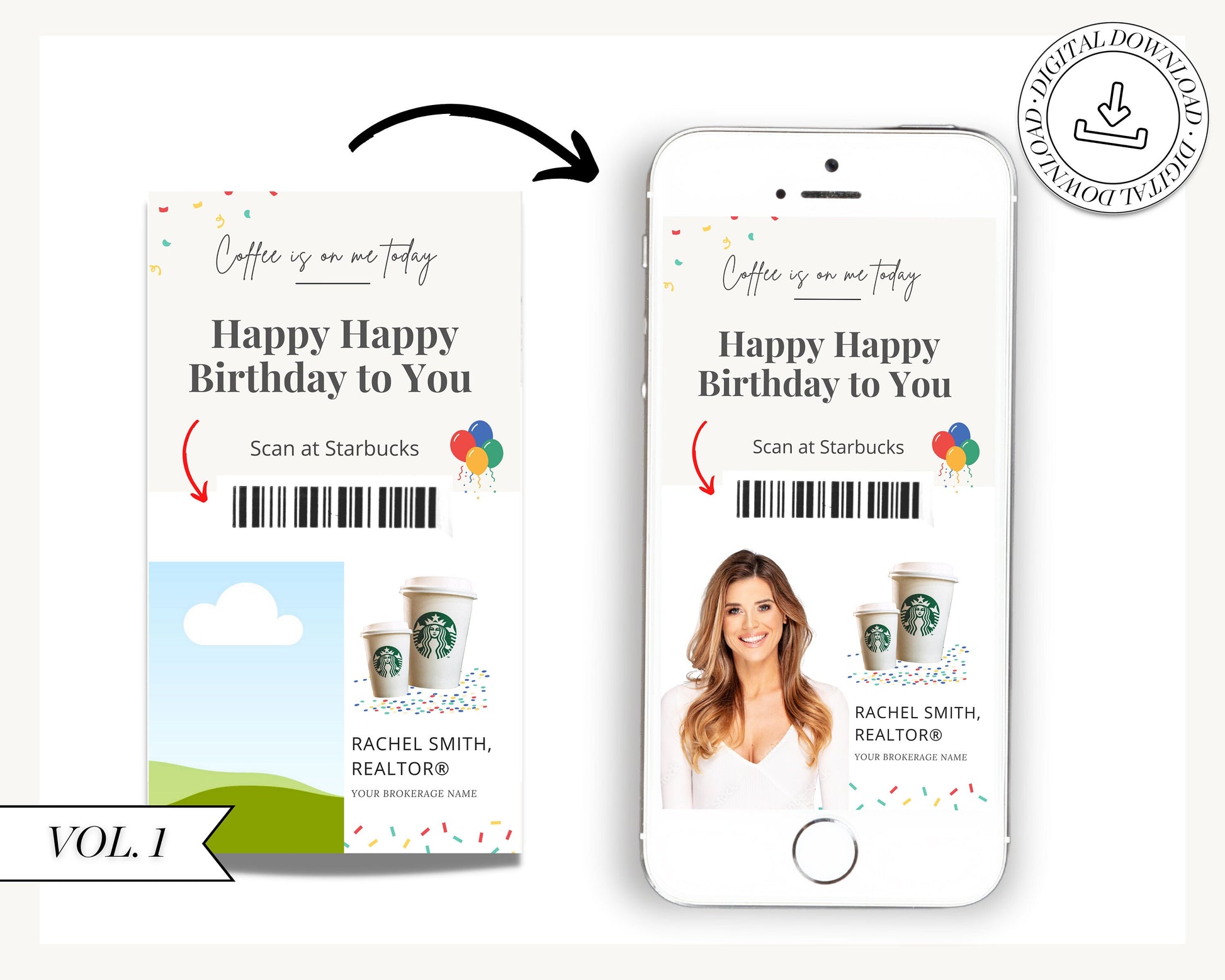 Digital Birthday Card | Happy Birthday Card for Client | Real Estate Marketing | Real Estate Farming Card | Real Estate Coffee Gift Card