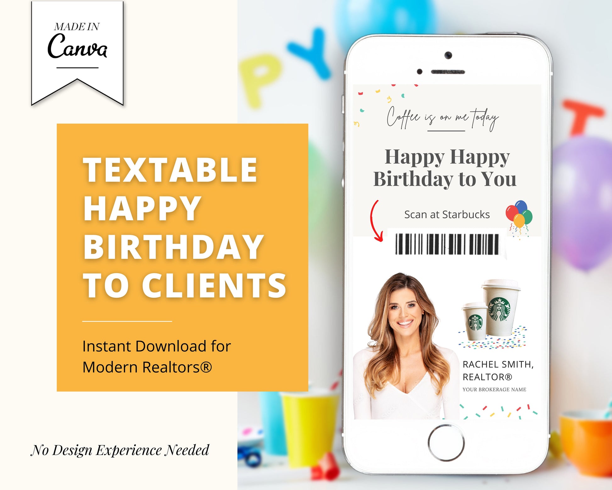 Digital Birthday Card | Happy Birthday Card for Client | Real Estate Marketing | Real Estate Farming Card | Real Estate Coffee Gift Card