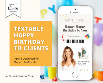 Digital Birthday Card | Happy Birthday Card for Client | Real Estate Marketing | Real Estate Farming Card | Real Estate Coffee Gift Card