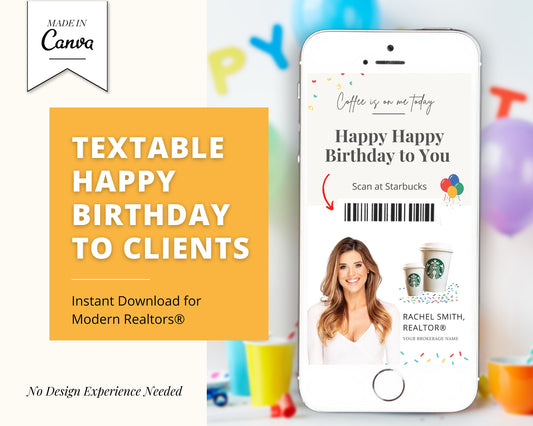 Digital Birthday Card | Happy Birthday Card for Client | Real Estate Marketing | Real Estate Farming Card | Real Estate Coffee Gift Card