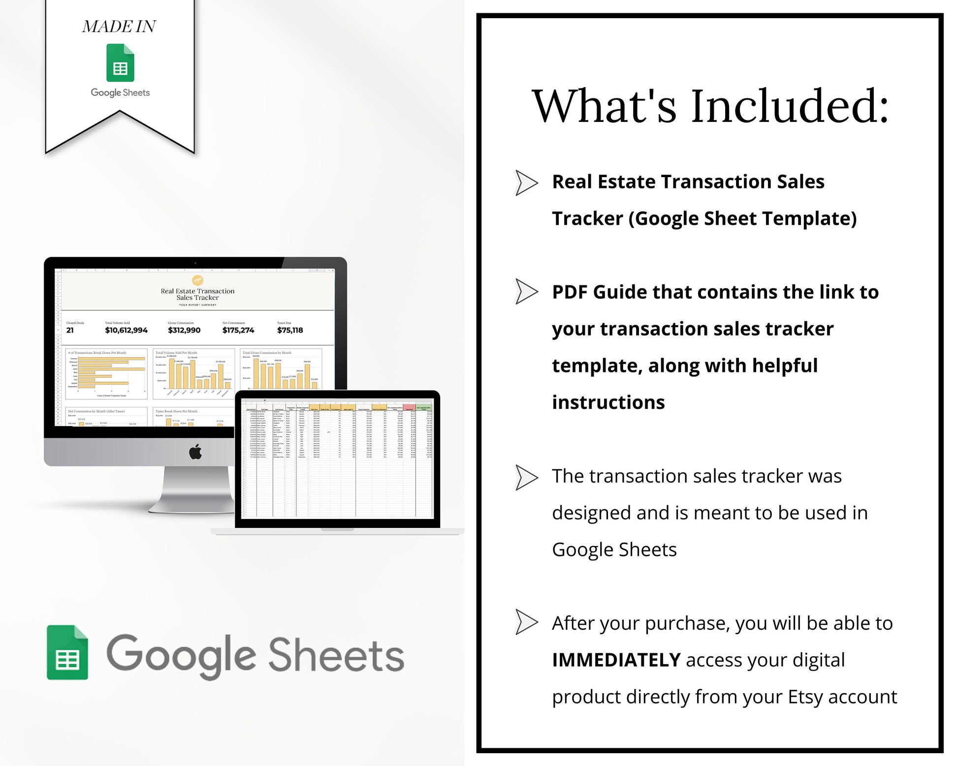 Real Estate Transaction Tracker | Real Estate Sales Tracker | Income Statement | Real Estate Goal Tracker | Income Tracker | Bookkeeping