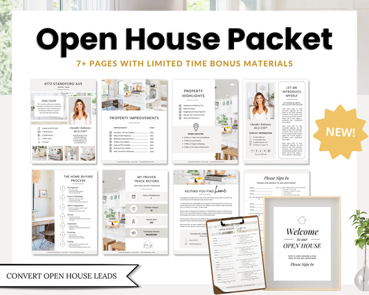 Open House Packet | Listing Flyer | Open House Sign In Sheet | Real Estate Marketing | Home Buyer Guide | Real Estate Home Feature Sheet