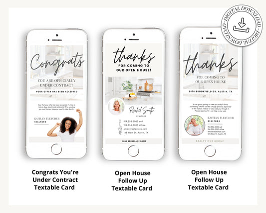 Digital Business Card Bundle | Textable Real Estate Cards | Real Estate Marketing | Canva Template | Textable Prospecting Cards | Open House