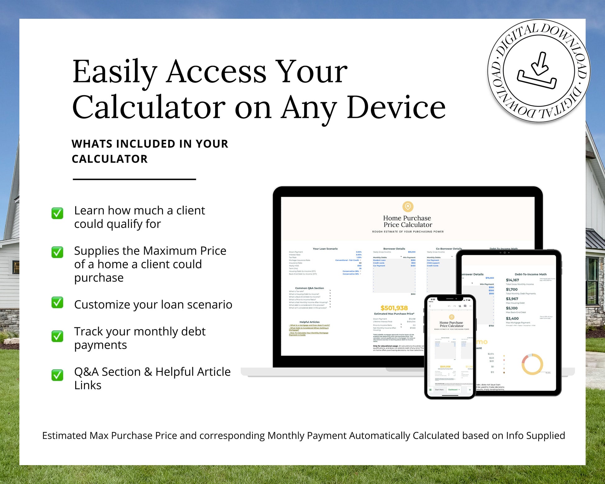 Real Estate Mortgage Calculator | Lead Generation | Mortgage Payment | Real Estate Marketing | Interest Rates | Monthly Debt |Purchase Price