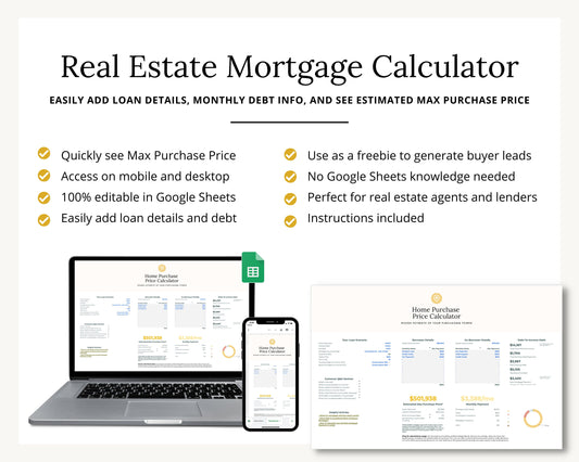 Real Estate Mortgage Calculator | Lead Generation | Mortgage Payment | Real Estate Marketing | Interest Rates | Monthly Debt |Purchase Price