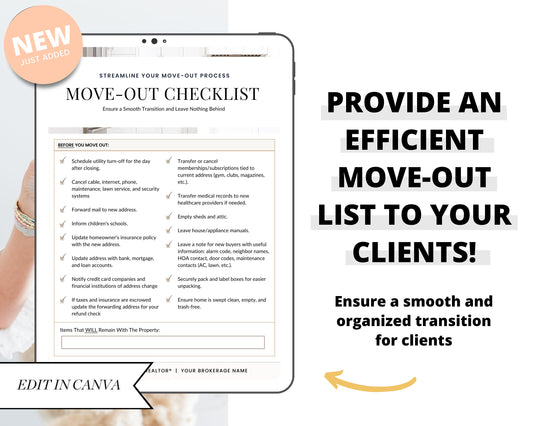 Real Estate Moving Checklist | Moving Guide | Printable Moving Checklist | Moving Checklist | Real Estate Marketing | Moving Flyer | To-Do