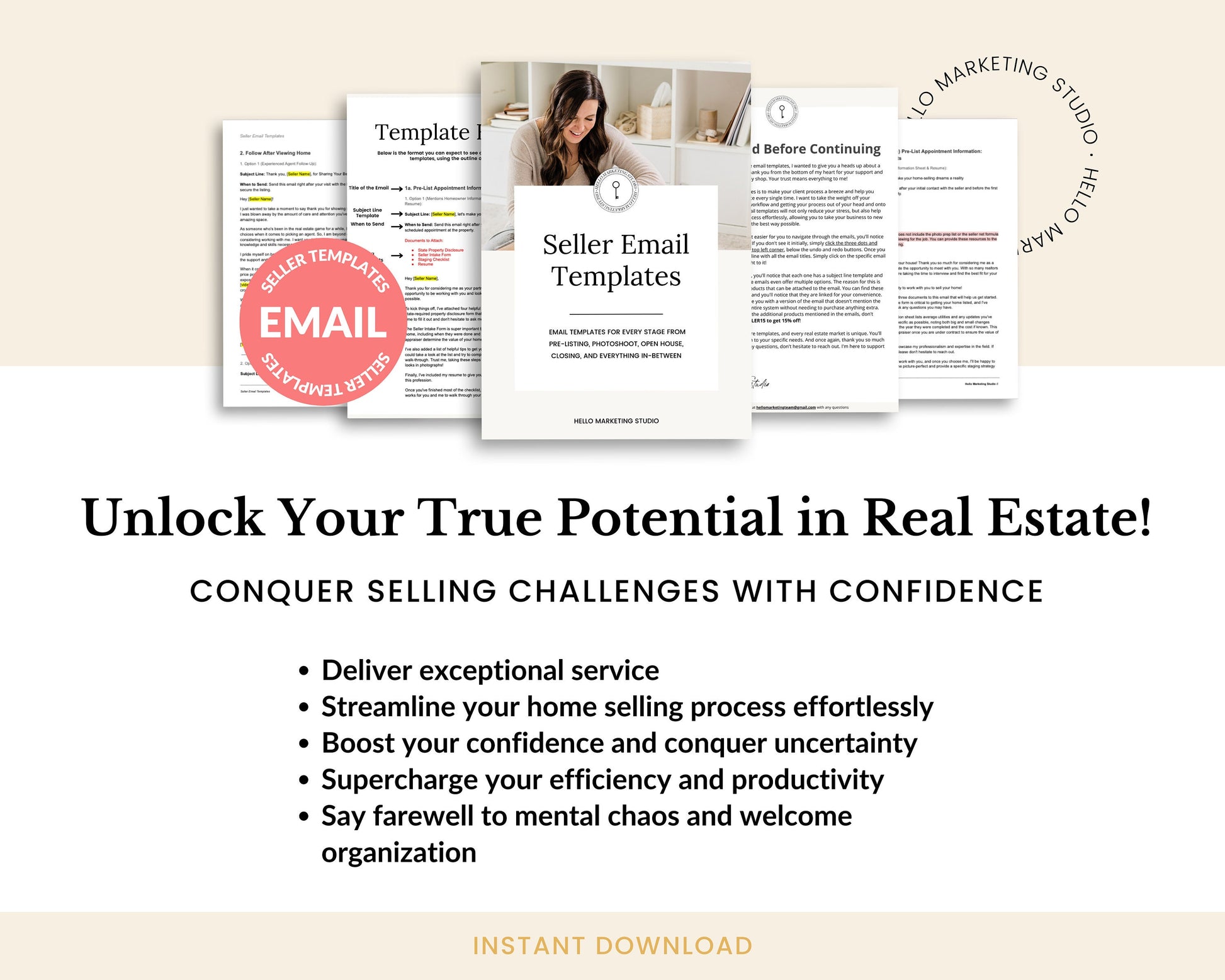 21 Seller Email Template | Real Estate Agents | Home Seller | Email Templates | Pre-List to Closing | Real Estate Email System | Seller