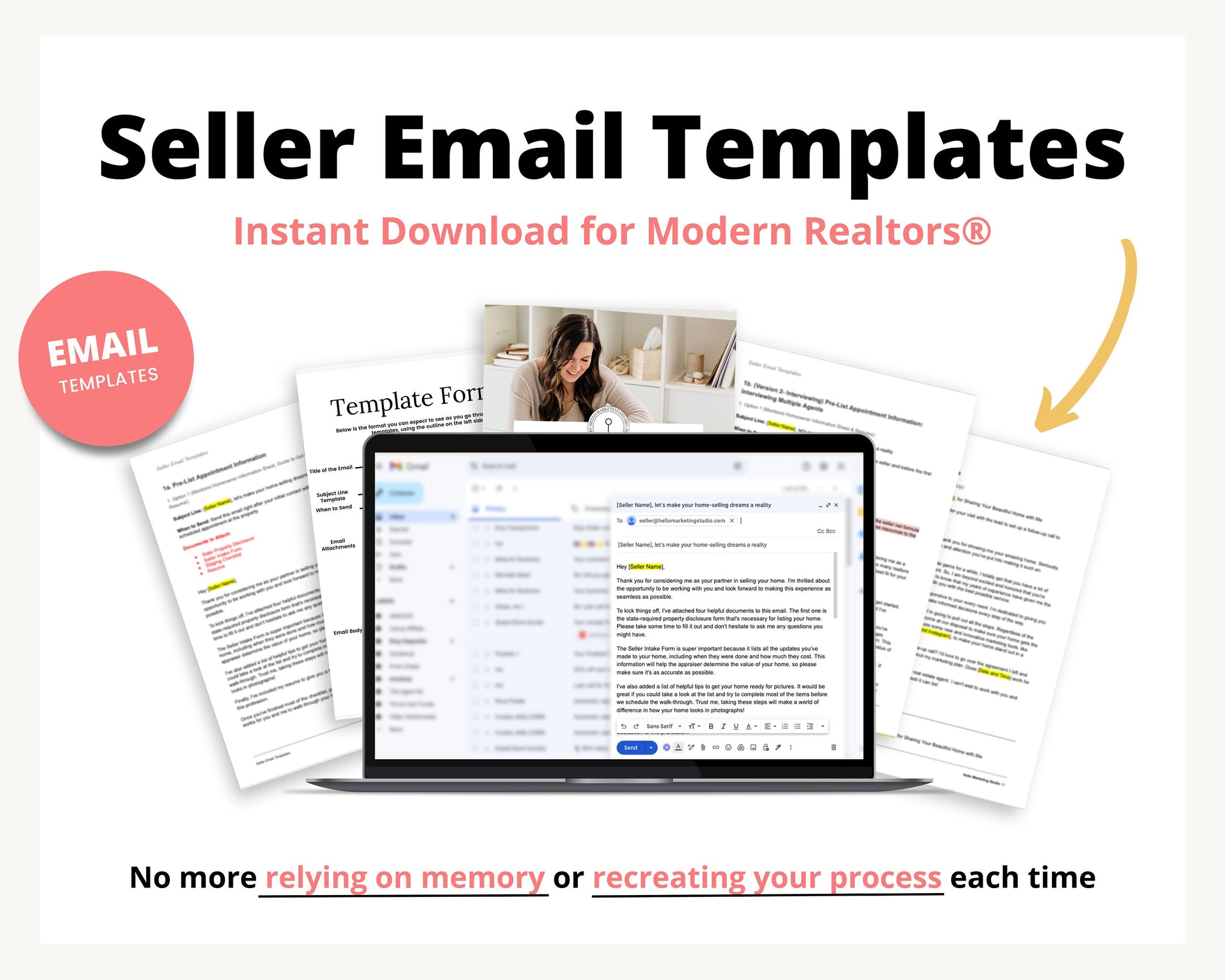 21 Seller Email Template | Real Estate Agents | Home Seller | Email Templates | Pre-List to Closing | Real Estate Email System | Seller