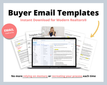 17 Buyer Email Templates | Real Estate Agents | Buyer Agent System | Email Templates | Pre approval to Closing | Real Estate Email System