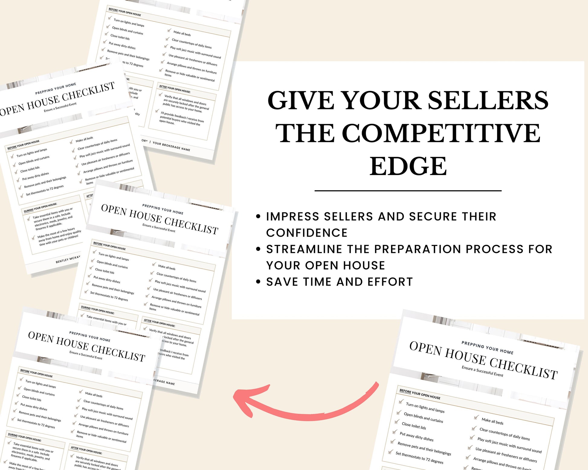 Open House Checklist | Showing Prep | Open House To-Do List | Real Estate Marketing | Open House Prep | Open House Marketing | Real Estate