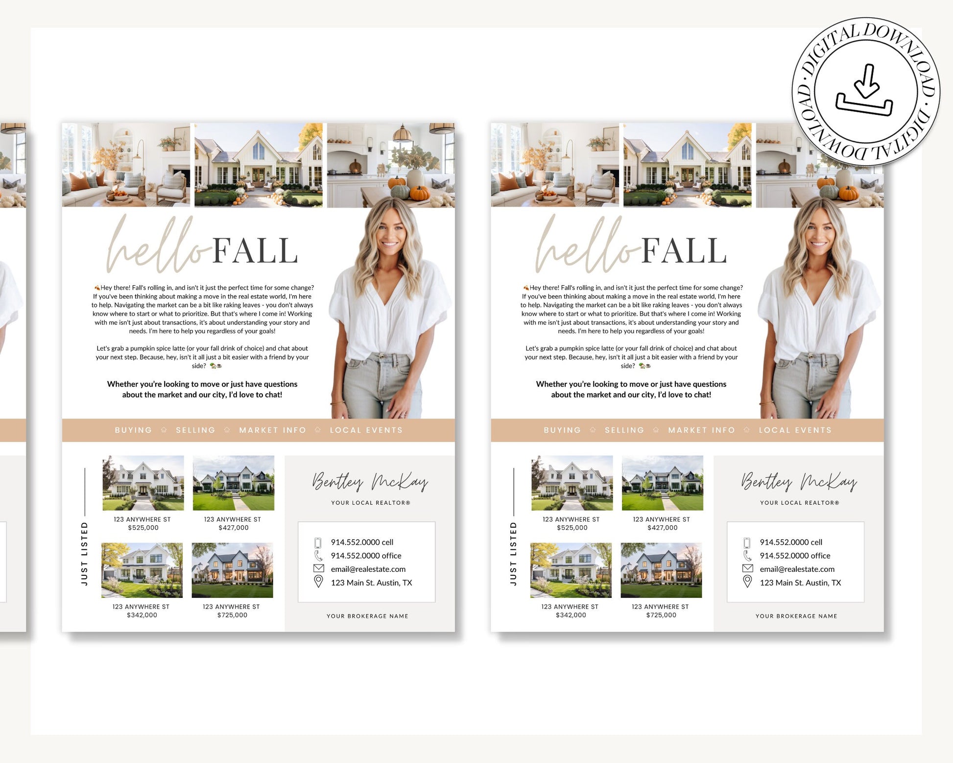 Fall Real Estate Flyer | Real Estate Marketing | Canva Template | Real Estate Template | Autumn | Real Estate Post | Pumpkin Spice | Card