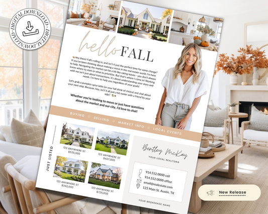 Fall Real Estate Flyer | Real Estate Marketing | Canva Template | Real Estate Template | Autumn | Real Estate Post | Pumpkin Spice | Card