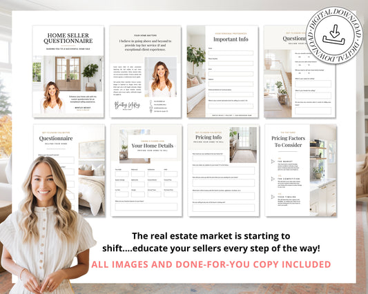 Home Seller Questionnaire for Real Estate Agents | Realtor Marketing Material | Canva Template | Seller Guide | Client Home Guide | Seller