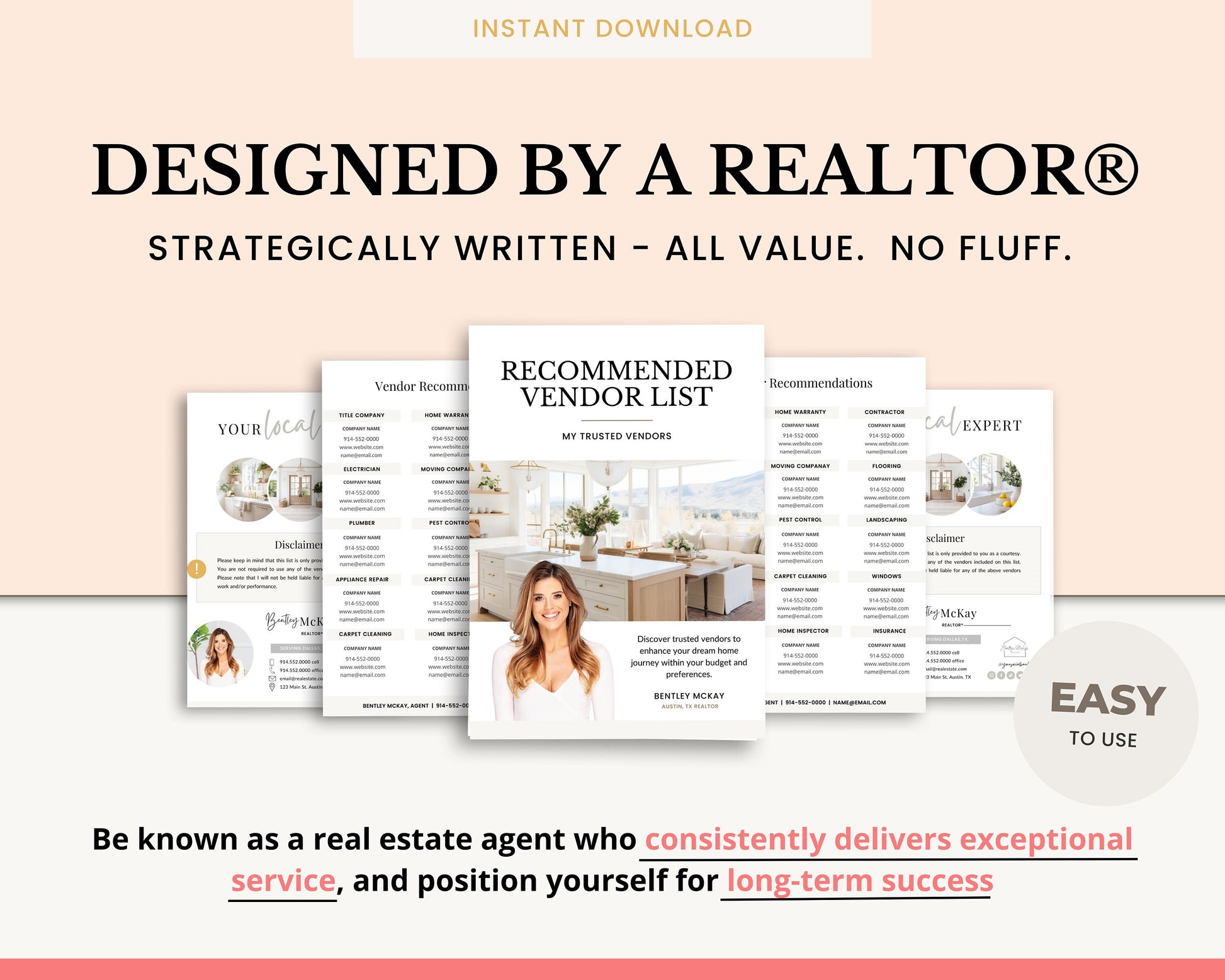 Real Estate Vendor List | Recommended Vendors | Real Estate Marketing | Preferred Vendors List | Buyer & Seller Resources | Canva Template