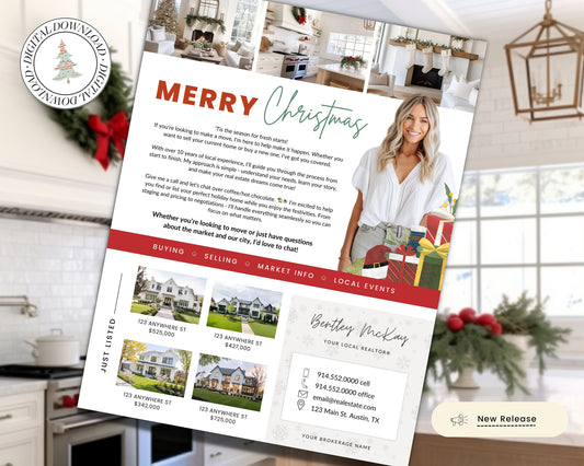 Christmas Real Estate Flyer | Real Estate Marketing | Canva Template | Real Estate Template | Winter | Real Estate Post | Lead Generation